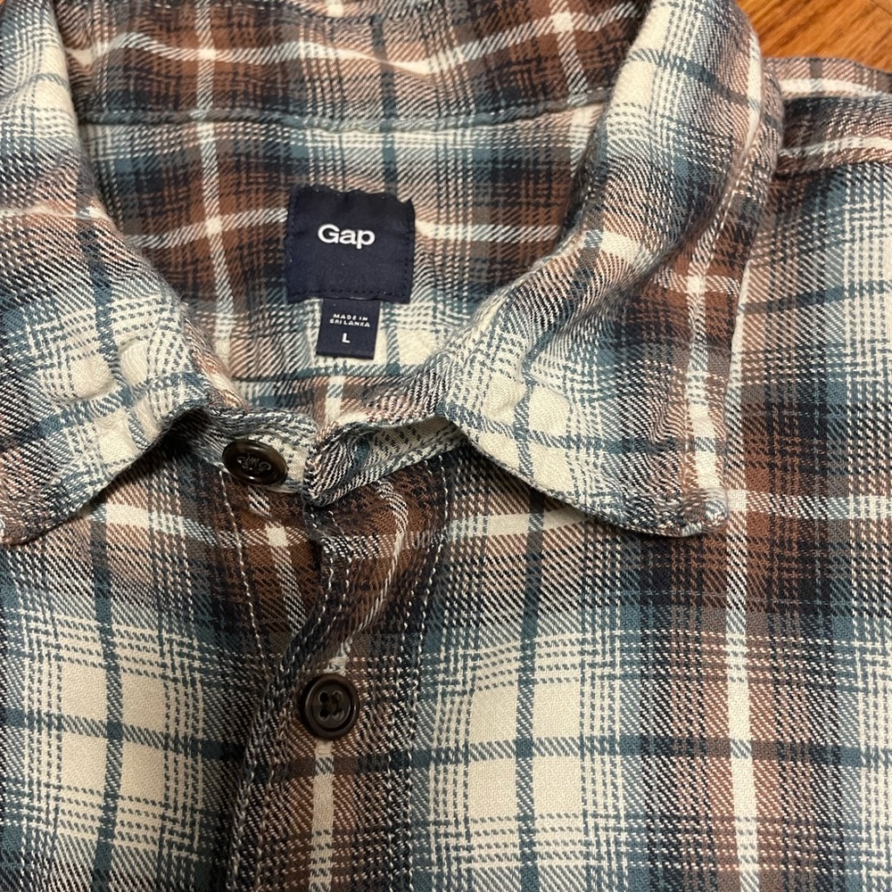Gapmens Large Flannel Collared Button Double Pock… - image 1